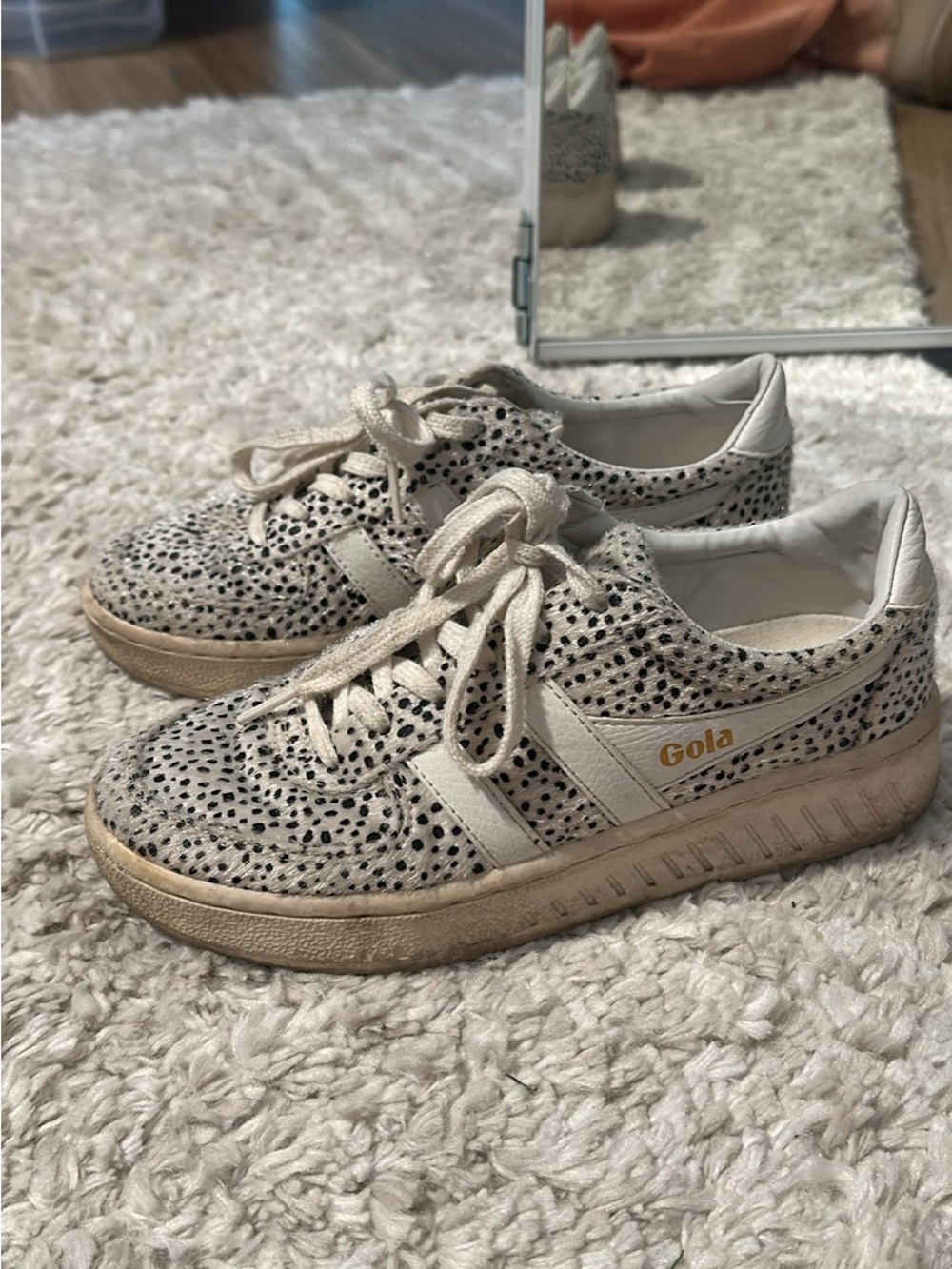 Gola Cream Sneakers with Black Spot Print